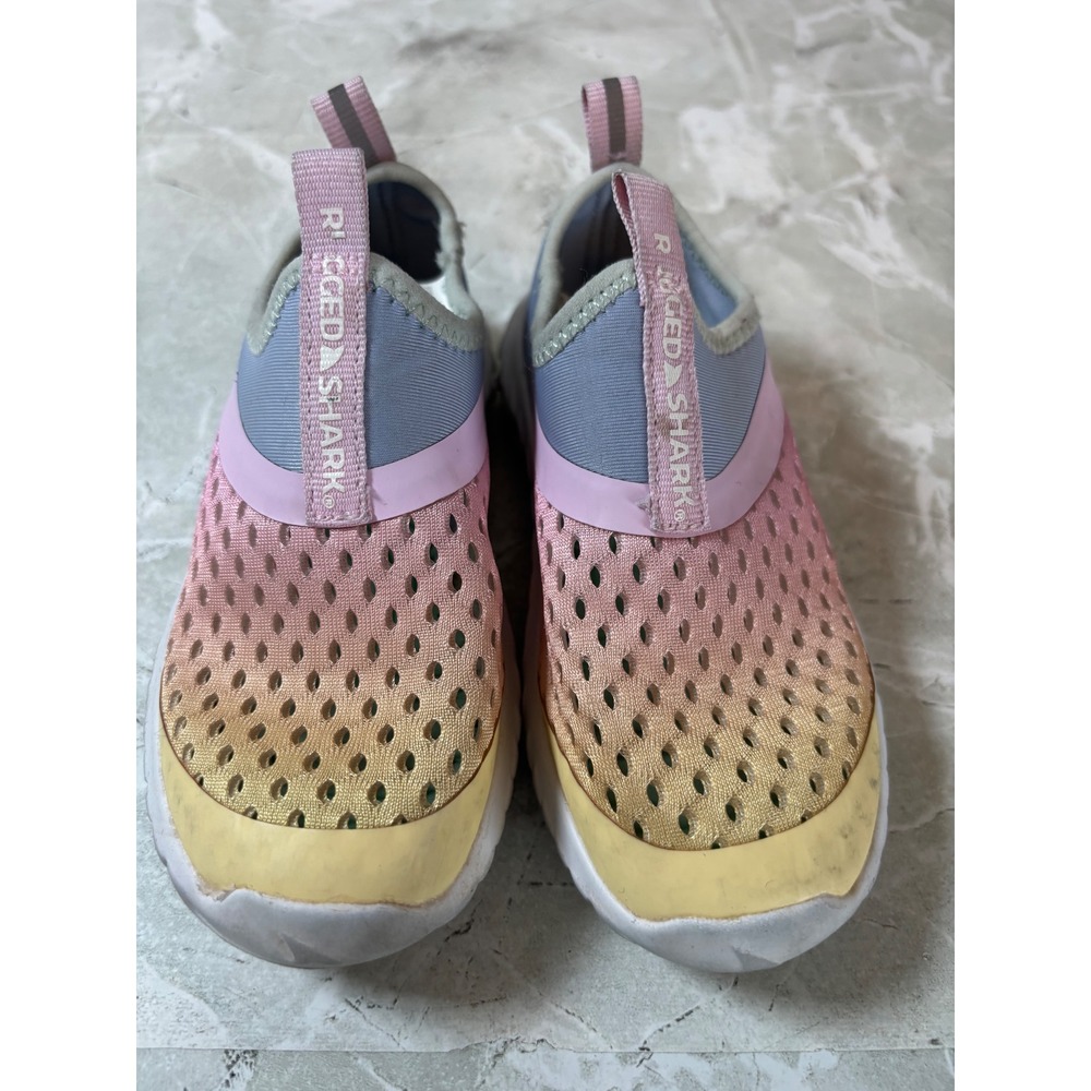 Rugged Shark Kids Aqua Water Shoes Slip On Size 9 Pink Yellow Blue Mesh - Picture 5 of 8